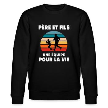 Father and Son Running Vintage Retro Dad Runner - Stanley/Stella CHANGER Unisex Organic Sweatshirt - black - Front - Nik (191cm) & Marisol (170cm)