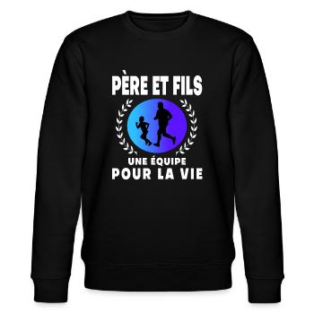 Father Son Running Retro Vintage Man Dad Runner - Stanley/Stella CHANGER Unisex Organic Sweatshirt - black - Front - Nik (191cm) & Marisol (170cm)