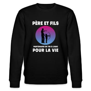 père et fils tir à l'arc rétro vintage homme papa - Sweat bio CHANGER Stanley/Stella Unisexe - noir - Devant - Nik (191cm) & Marisol (170cm)