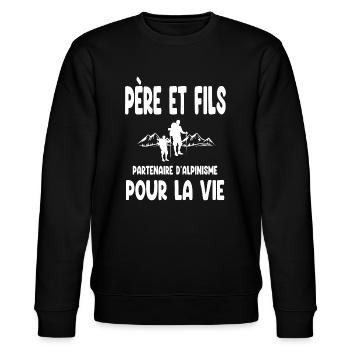 alpinisme père et fils partenaire pour la vie papa - Sweat bio CHANGER Stanley/Stella Unisexe - noir - Devant - Nik (191cm) & Marisol (170cm)