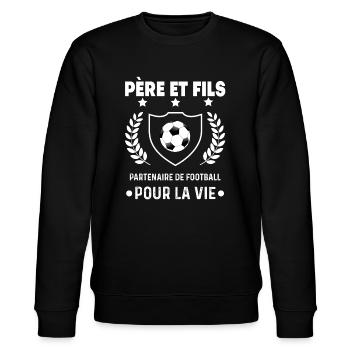 football père et fils partenaire duo homme papa - Sweat bio CHANGER Stanley/Stella Unisexe - noir - Devant - Nik (191cm) & Marisol (170cm)