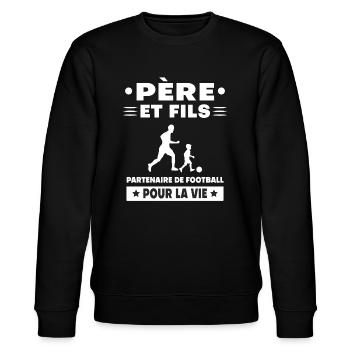 père et fils football duo homme papa - Sweat bio CHANGER Stanley/Stella Unisexe - noir - Devant - Nik (191cm) & Marisol (170cm)