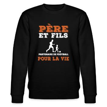 père et fils football partenaire vie papa - Sweat bio CHANGER Stanley/Stella Unisexe - noir - Devant - Nik (191cm) & Marisol (170cm)