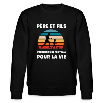 père et fils football vintage rétro papa - Sweat bio CHANGER Stanley/Stella Unisexe - noir - Devant - Nik (191cm) & Marisol (170cm)