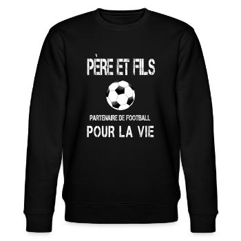 Vater und Sohn Fußball Papa - Stanley/Stella Unisex Bio-Sweatshirt CHANGER  - Schwarz - Vorne - Nik (191cm) & Marisol (170cm)