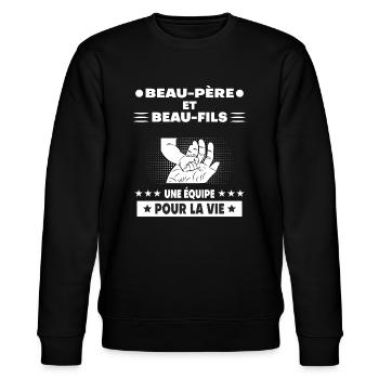 Father-in-law and stepson hand father dad - Stanley/Stella CHANGER Unisex Organic Sweatshirt - black - Front - Nik (191cm) & Marisol (170cm)