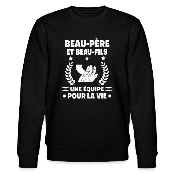 Stepdad and stepson team for life hand - Stanley/Stella CHANGER Unisex Organic Sweatshirt - black - Front - Nik (191cm) & Marisol (170cm)