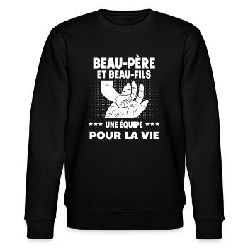 Stepfather and stepson man hand - Stanley/Stella CHANGER Unisex Organic Sweatshirt - black - Front - Nik (191cm) & Marisol (170cm)