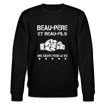 beau-père et beau-fils homme - Sweat bio CHANGER Stanley/Stella Unisexe - noir - Devant - Nik (191cm) & Marisol (170cm)