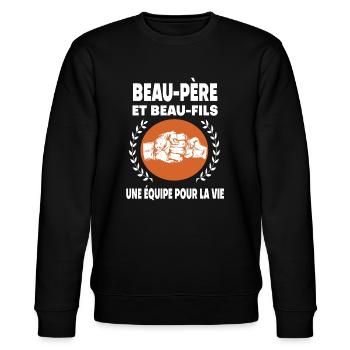 Father-in-law and Vintage Dad Stepson - Stanley/Stella CHANGER Unisex Organic Sweatshirt - black - Front - Nik (191cm) & Marisol (170cm)
