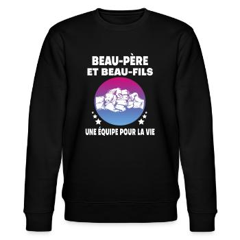 Vintage Father-in-Law and Men's Stepson - Stanley/Stella CHANGER Unisex Organic Sweatshirt - black - Front - Nik (191cm) & Marisol (170cm)