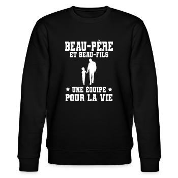 Step-Dad Stepdad Stepson Team for Life - Stanley/Stella CHANGER Unisex Organic Sweatshirt - black - Front - Nik (191cm) & Marisol (170cm)