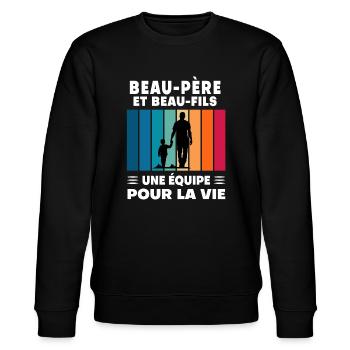 Step-Dad Stepdad Stepson Father's Day - Stanley/Stella CHANGER Unisex Organic Sweatshirt - black - Front - Nik (191cm) & Marisol (170cm)