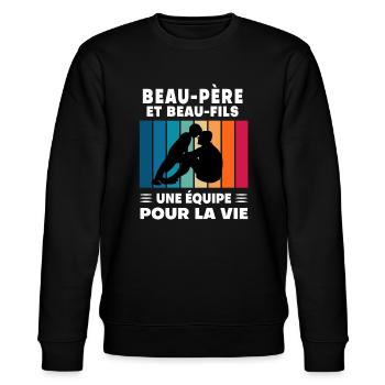 Step-Dad Stepdad Stepson Father's Day - Stanley/Stella CHANGER Unisex Organic Sweatshirt - black - Front - Nik (191cm) & Marisol (170cm)