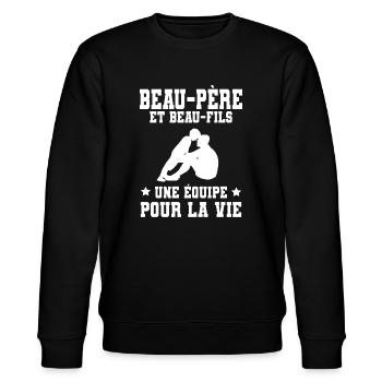 Step-Dad Stepdad Stepson Team for Life - Stanley/Stella CHANGER Unisex Organic Sweatshirt - black - Front - Nik (191cm) & Marisol (170cm)