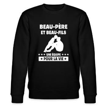 Vintage Step-Dad Step-Father-in-Law - Stanley/Stella CHANGER Unisex Organic Sweatshirt - black - Front - Nik (191cm) & Marisol (170cm)