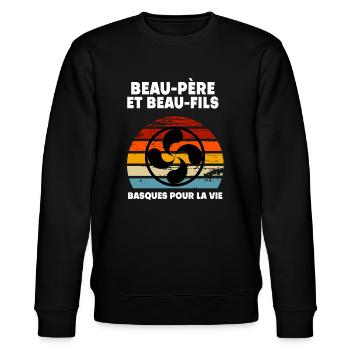 beau-père et beau-fils basque vintage - Sweat bio CHANGER Stanley/Stella Unisexe - noir - Devant - Nik (191cm) & Marisol (170cm)