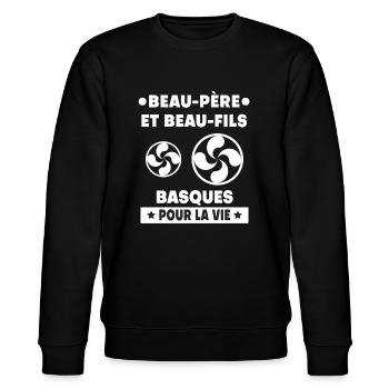 Basque father-in-law and son-in-law father - Stanley/Stella CHANGER Unisex Organic Sweatshirt - black - Front - Nik (191cm) & Marisol (170cm)
