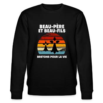 Vintage Bretonischer Schwiegervater und Schwiegersohn aus der Bretagne - Stanley/Stella Unisex Bio-Sweatshirt CHANGER  - Schwarz - Vorne - Nik (191cm) & Marisol (170cm)