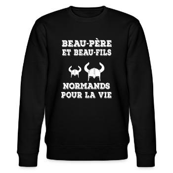 Schwiegervater und Schwiegersohn Norman Viking - Stanley/Stella Unisex Bio-Sweatshirt CHANGER  - Schwarz - Vorne - Nik (191cm) & Marisol (170cm)