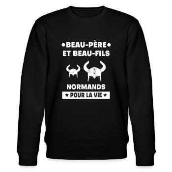 Schwiegervater und Schwiegersohn Norman Viking Vater - Stanley/Stella Unisex Bio-Sweatshirt CHANGER  - Schwarz - Vorne - Nik (191cm) & Marisol (170cm)