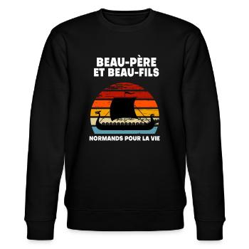 Schwiegervater und Schwiegersohn Norman Vintage Normandie - Stanley/Stella Unisex Bio-Sweatshirt CHANGER  - Schwarz - Vorne - Nik (191cm) & Marisol (170cm)