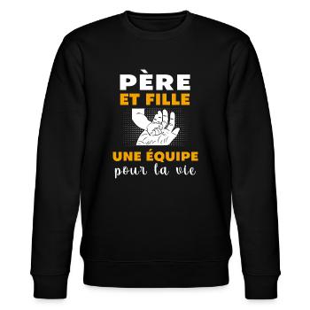père et fille main fête des pères - Sweat bio CHANGER Stanley/Stella Unisexe - noir - Devant - Nik (191cm) & Marisol (170cm)