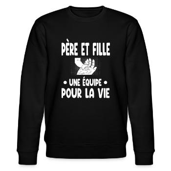 père et fille main homme - Sweat bio CHANGER Stanley/Stella Unisexe - noir - Devant - Nik (191cm) & Marisol (170cm)