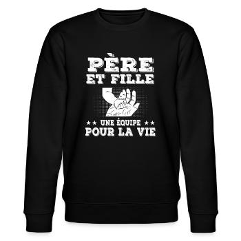 père et fille main papa - Sweat bio CHANGER Stanley/Stella Unisexe - noir - Devant - Nik (191cm) & Marisol (170cm)