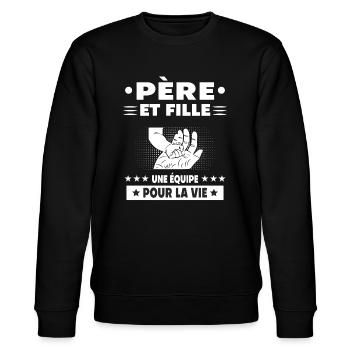 père et fille main père papa - Sweat bio CHANGER Stanley/Stella Unisexe - noir - Devant - Nik (191cm) & Marisol (170cm)