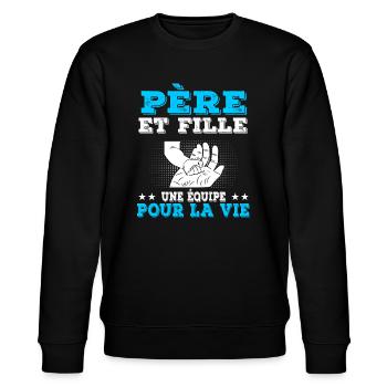 père et fille main équipe - Sweat bio CHANGER Stanley/Stella Unisexe - noir - Devant - Nik (191cm) & Marisol (170cm)