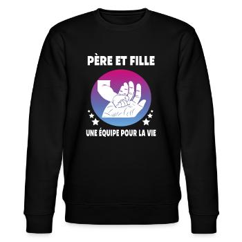 père et fille papa fête des pères main - Sweat bio CHANGER Stanley/Stella Unisexe - noir - Devant - Nik (191cm) & Marisol (170cm)