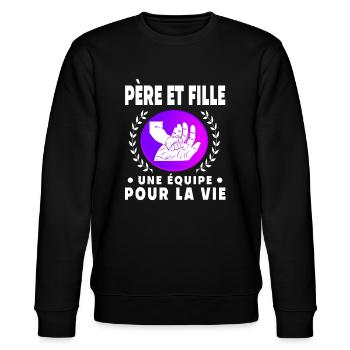 Father and Daughter Vintage Dad Hand - Stanley/Stella CHANGER Unisex Organic Sweatshirt - black - Front - Nik (191cm) & Marisol (170cm)