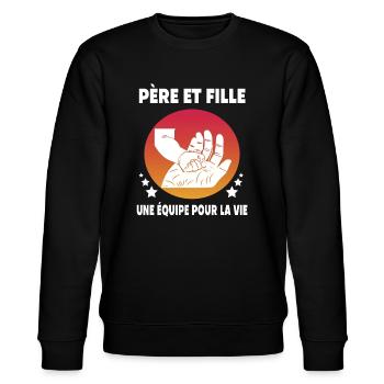 père fille main papa - Sweat bio CHANGER Stanley/Stella Unisexe - noir - Devant - Nik (191cm) & Marisol (170cm)