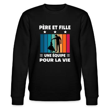 papa père et fille fête des pères - Sweat bio CHANGER Stanley/Stella Unisexe - noir - Devant - Nik (191cm) & Marisol (170cm)