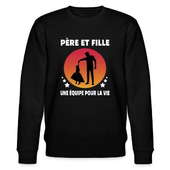 Vater Vater und Tochter Vintage Humor - Stanley/Stella Unisex Bio-Sweatshirt CHANGER  - Schwarz - Vorne - Nik (191cm) & Marisol (170cm)