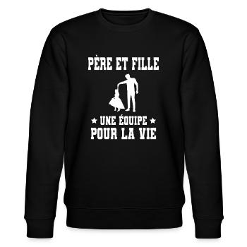 Vater-Vater-Tochter-Team fürs Leben - Stanley/Stella Unisex Bio-Sweatshirt CHANGER  - Schwarz - Vorne - Nik (191cm) & Marisol (170cm)