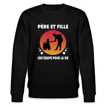 Vater Vater und Tochter Vintage Humor Vater - Stanley/Stella Unisex Bio-Sweatshirt CHANGER  - Schwarz - Vorne - Nik (191cm) & Marisol (170cm)