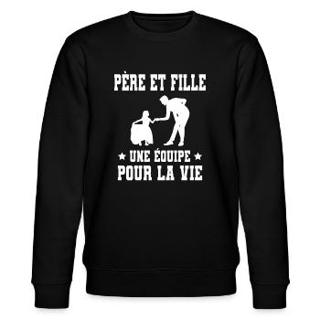Vater Vater und Tochter Team fürs Leben Vater - Stanley/Stella Unisex Bio-Sweatshirt CHANGER  - Schwarz - Vorne - Nik (191cm) & Marisol (170cm)