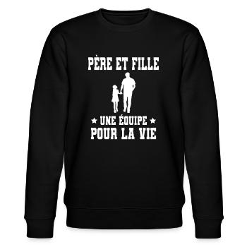Dad Dad and Daughter Team for Life Dad Dad - Stanley/Stella CHANGER Unisex Organic Sweatshirt - black - Front - Nik (191cm) & Marisol (170cm)