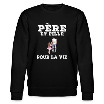 Vater und Tochter Papa Vatertagsgeschenk - Stanley/Stella Unisex Bio-Sweatshirt CHANGER  - Schwarz - Vorne - Nik (191cm) & Marisol (170cm)