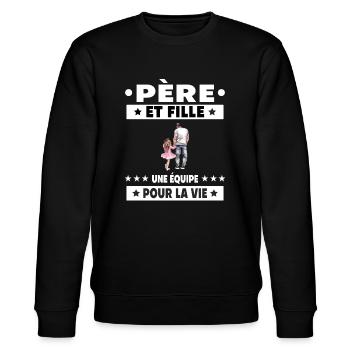 Father Daughter Dad Father Father's Day - Stanley/Stella CHANGER Unisex Organic Sweatshirt - black - Front - Nik (191cm) & Marisol (170cm)