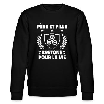 père et fille bretagne papa breton triskel - Sweat bio CHANGER Stanley/Stella Unisexe - noir - Devant - Nik (191cm) & Marisol (170cm)
