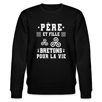 père et fille papa breton bretagne triskel - Sweat bio CHANGER Stanley/Stella Unisexe - noir - Devant - Nik (191cm) & Marisol (170cm)