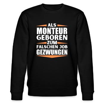Monteur im falschen Job gelandet - Stanley/Stella Unisex Bio-Sweatshirt CHANGER  - Schwarz - Vorne - Nik (191cm) & Marisol (170cm)