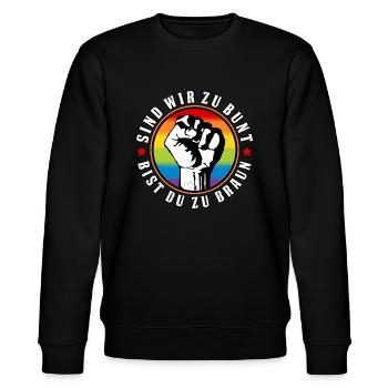 Antifaschistisches LGBTQ+ Anti Homophobie Protest - Stanley/Stella Unisex Bio-Sweatshirt CHANGER  - Schwarz - Vorne - Nik (191cm) & Marisol (170cm)