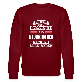 Stadt Neunkirchen Österreich Legende Spruch - Stanley/Stella Unisex Bio-Sweatshirt CHANGER  - Burgunderrot - Vorne - Nik (191cm) & Marisol (170cm)