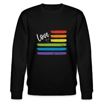 Love LGBT Flagge - Stanley/Stella Unisex Bio-Sweatshirt CHANGER  - Schwarz - Vorne - Nik (191cm) & Marisol (170cm)