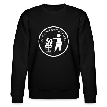 Halte deine Umwelt sauber! Punk Punkrock 70er 80er - Stanley/Stella Unisex Bio-Sweatshirt CHANGER  - Schwarz - Vorne - Nik (191cm) & Marisol (170cm)
