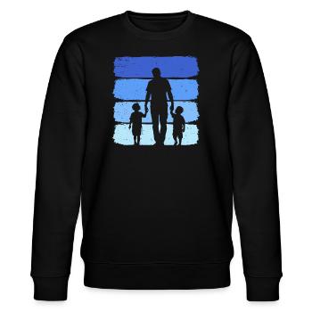 Papa und zwei Söhne T Shirt Vater und 2 Kinder - Stanley/Stella Unisex Bio-Sweatshirt CHANGER  - Schwarz - Vorne - Nik (191cm) & Marisol (170cm)